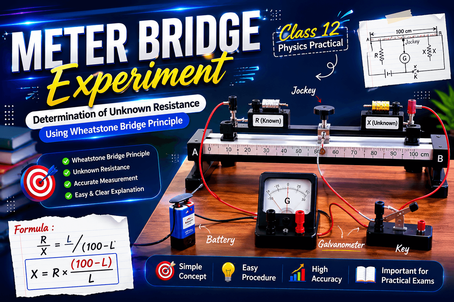 Meter Bridge Experiment – Determination of Unknown Resistance Using Wheatstone Bridge Principle