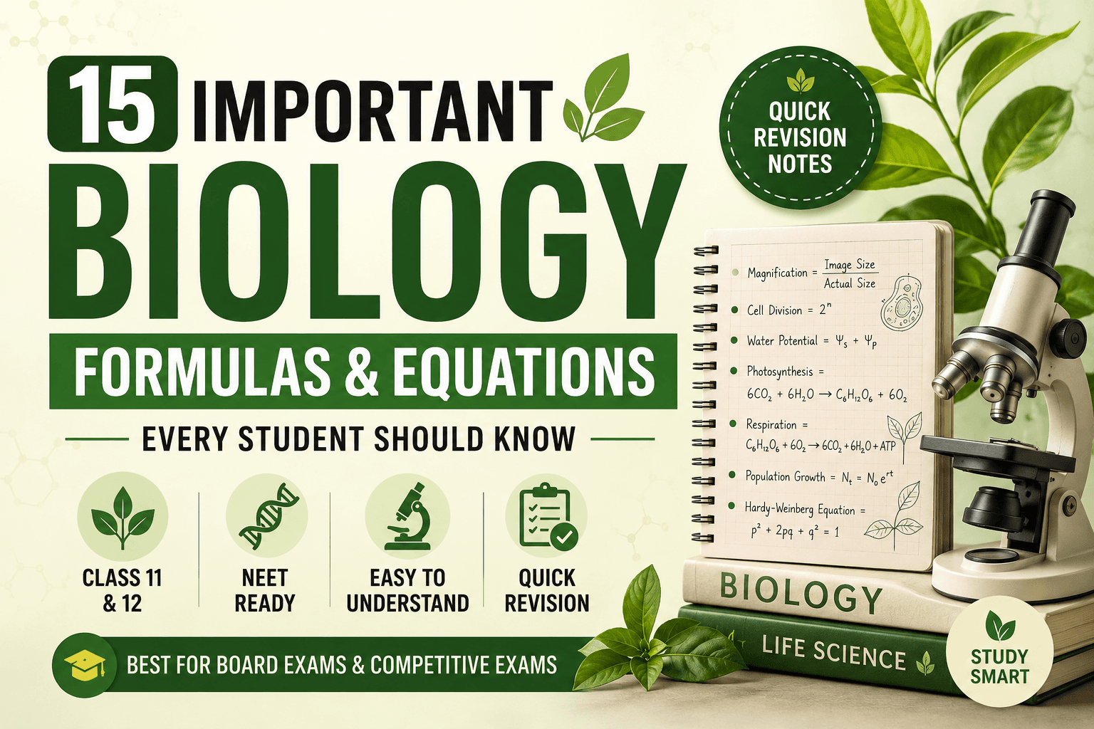 15 Important Biology Formulas & Equations Every Class 11 & 12 Student Should Know (2026)