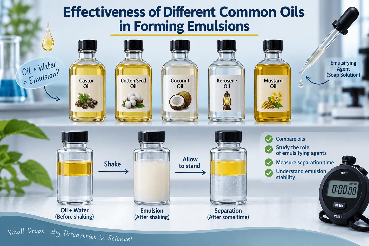 Effectiveness of Different Common Oils in Forming Emulsions